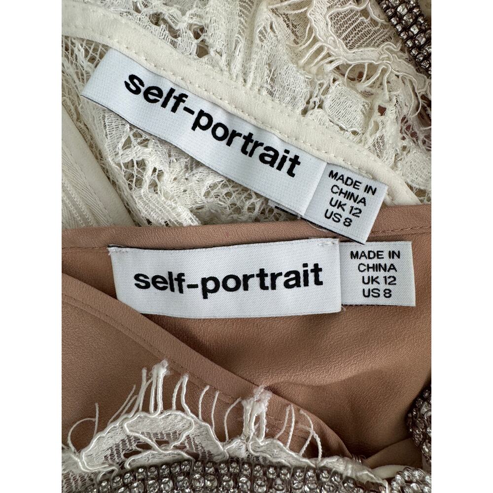 Self-Portrait Crystal Embellished Cord Lace Midi Dress Ivory Bridal US 8 - Picture 15 of 16